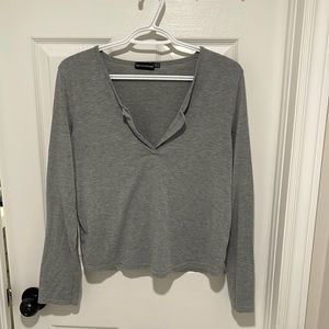 Pretty little thing grey long sleeve top, size US10